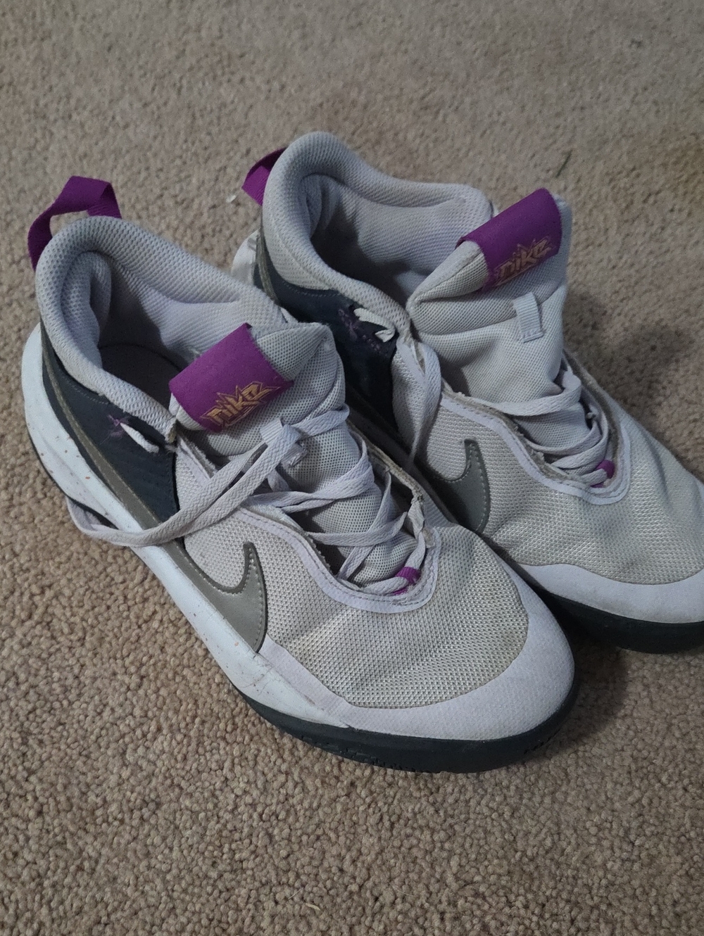 Nike Girls Gray and Purple Athletic Sneakers